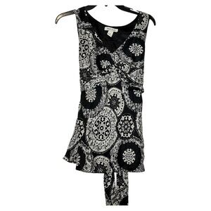 VTG Y2K White House Black Market Silk Top SZ Med Sleeveless V Neck Wrap Blouse